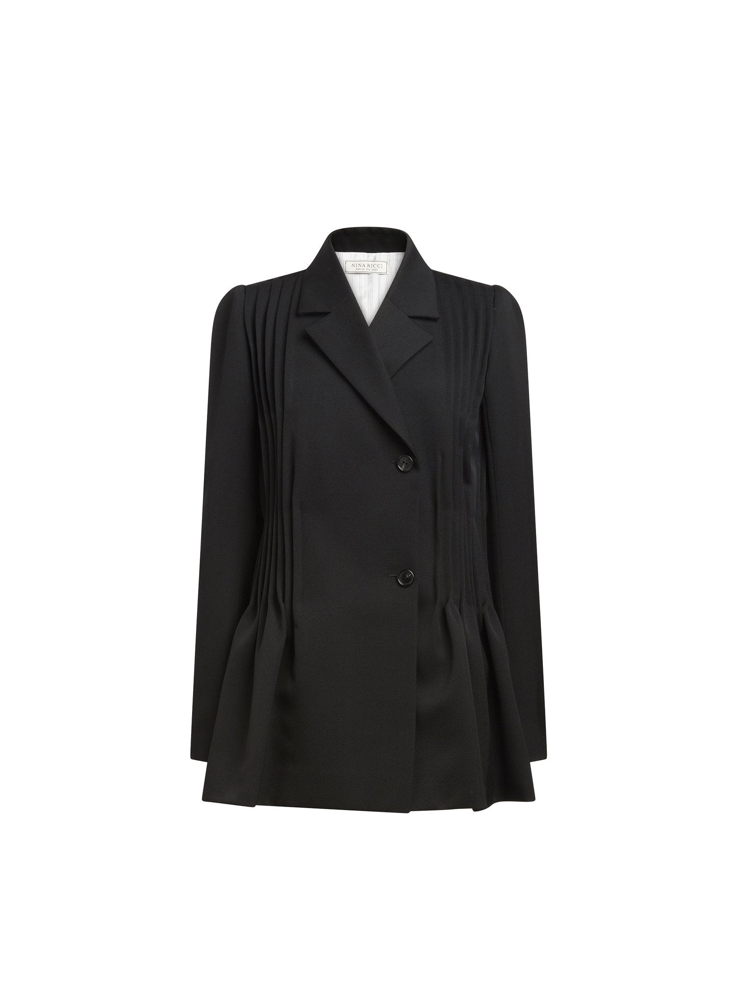 Veste de costume plissée en laine - Noir