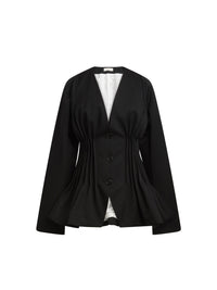 Veste évasée en drap de laine - Noir