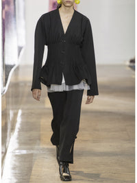 Veste évasée en drap de laine - Noir