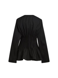 Veste évasée en drap de laine - Noir