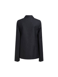 Veste de costume en laine rayée - Navy & Bleu Clair