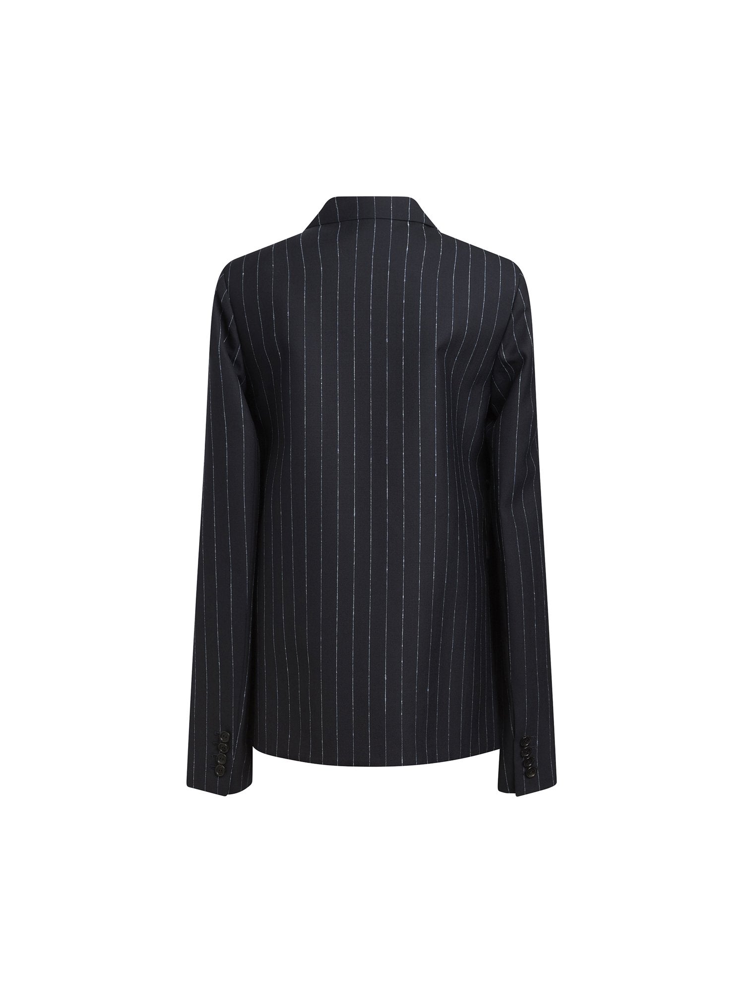 Veste de costume en laine rayée - Navy & Bleu Clair