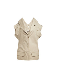 Veste manches courtes gabardine - Sable