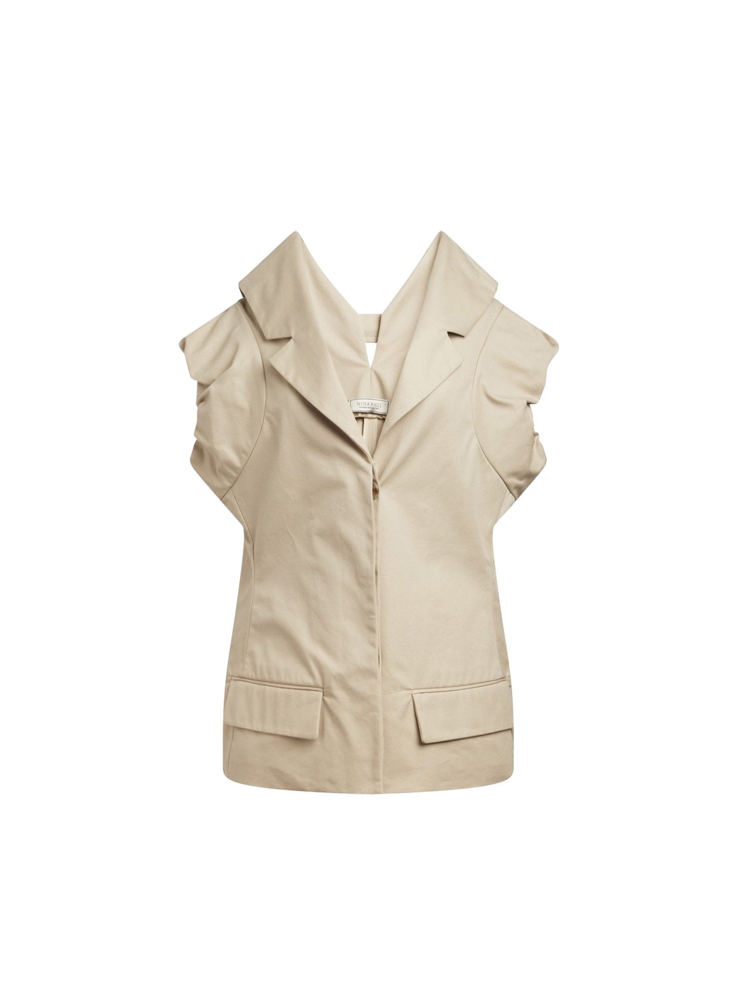 Veste manches courtes gabardine - Sable