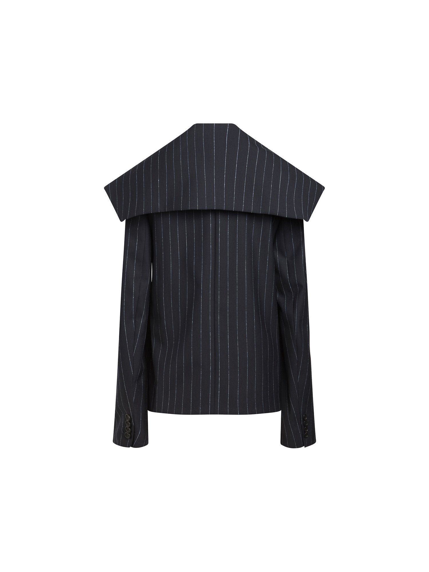 Veste épaulée en laine rayée - Navy & Bleu Clair