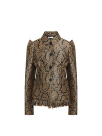 Veste en raffia python - Marron & Noir