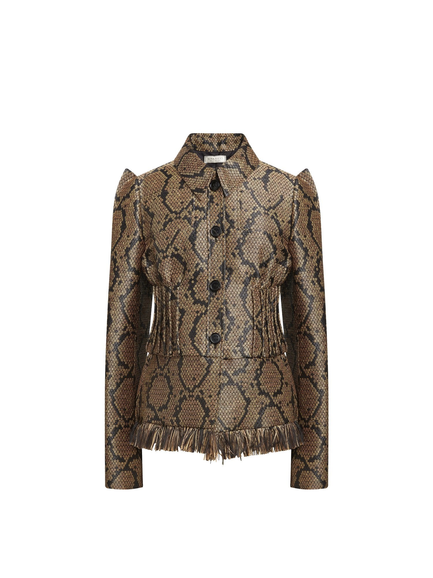 Veste en raffia python - Marron & Noir