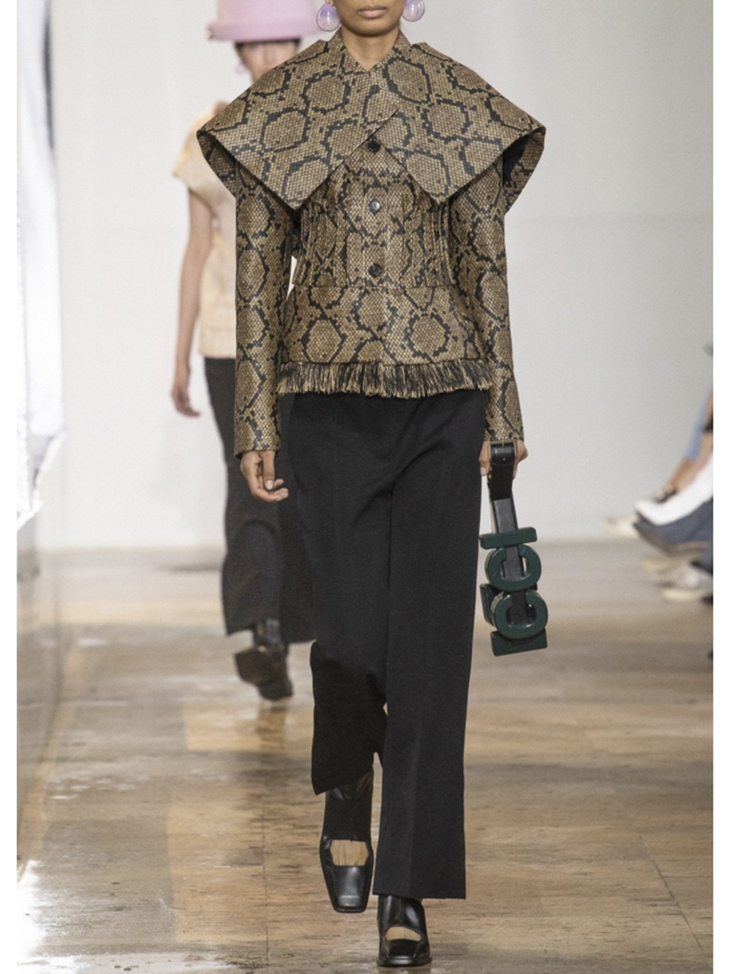 Veste en raffia python - Marron & Noir