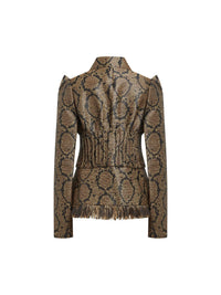 Veste en raffia python - Marron & Noir