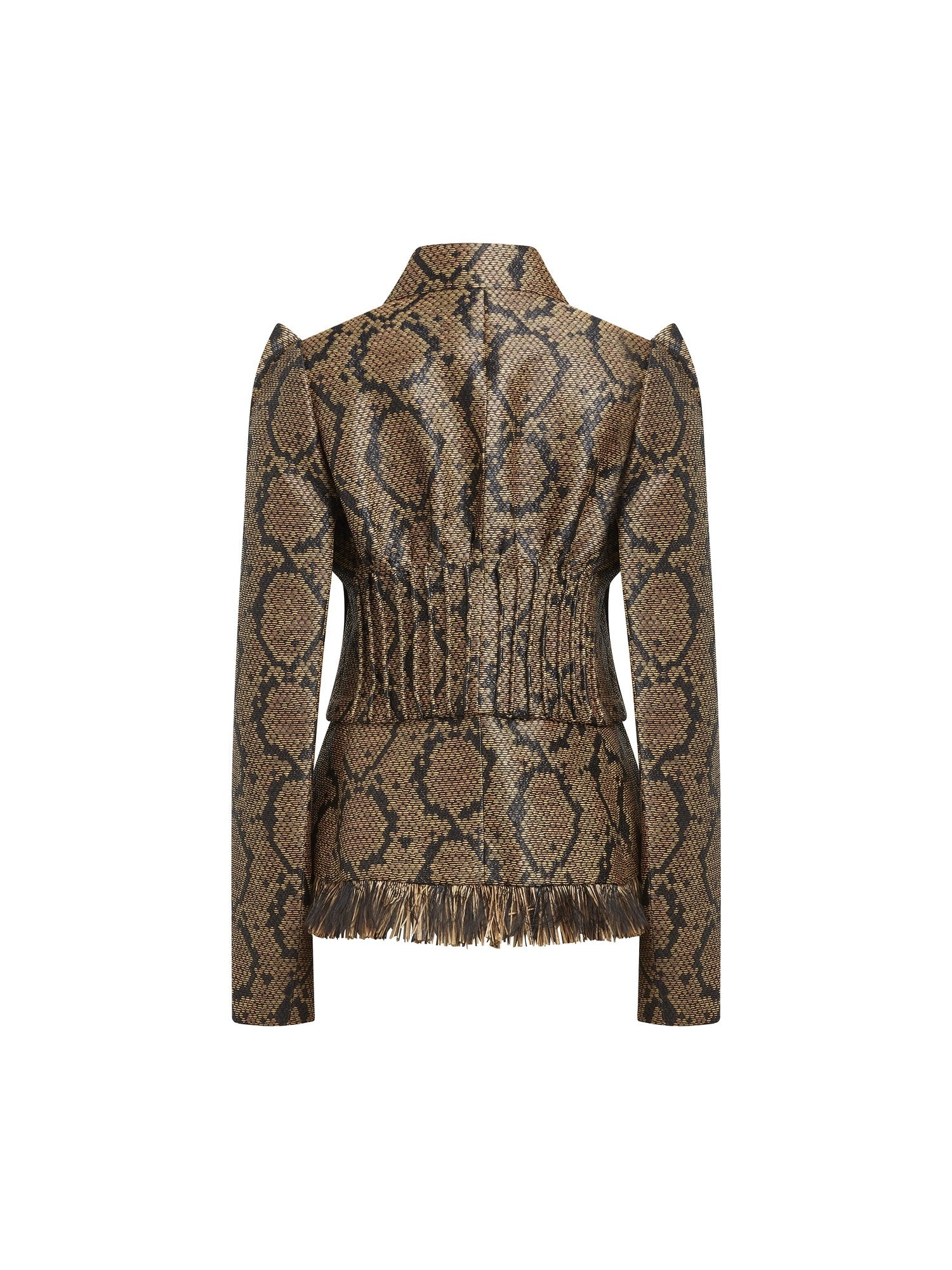 Veste en raffia python - Marron & Noir