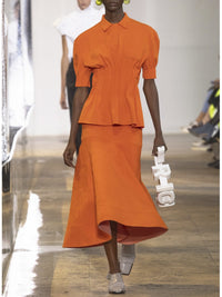 Jupe longue en maille - Mandarine
