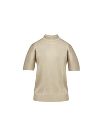 Pullover manches courtes en maille - Beige
