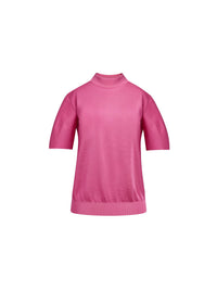 Pullover manches courtes en maille - Fuchsia
