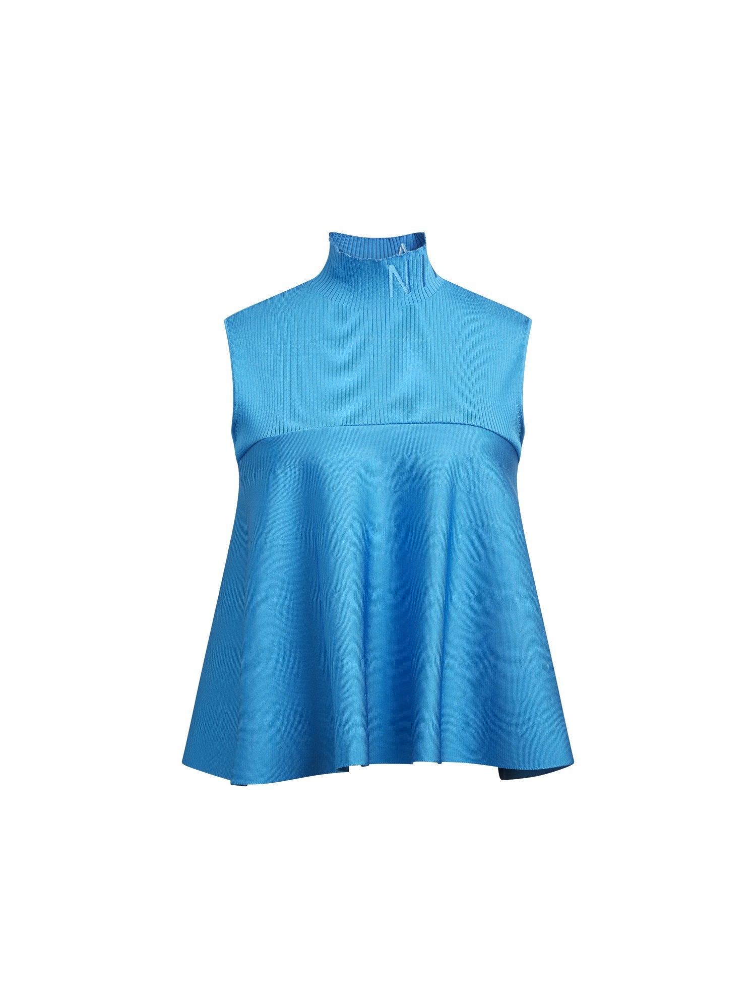 Pullover sans manche en maille plissée - Cyan