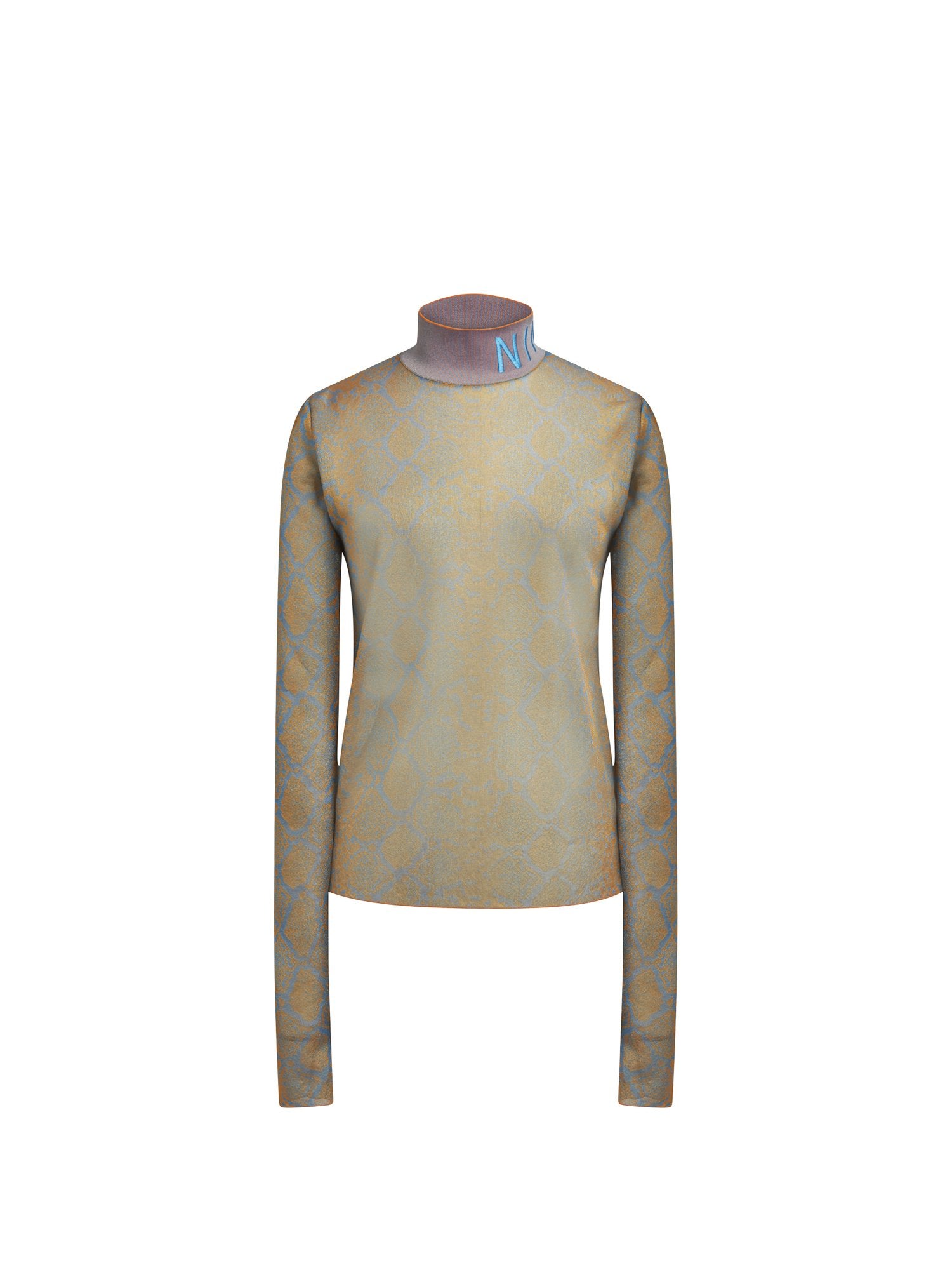 Pullover manches longues en jacquard python - Orange & Bleu