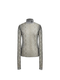 Pullover manches longues en jacquard python - Noir & Gris