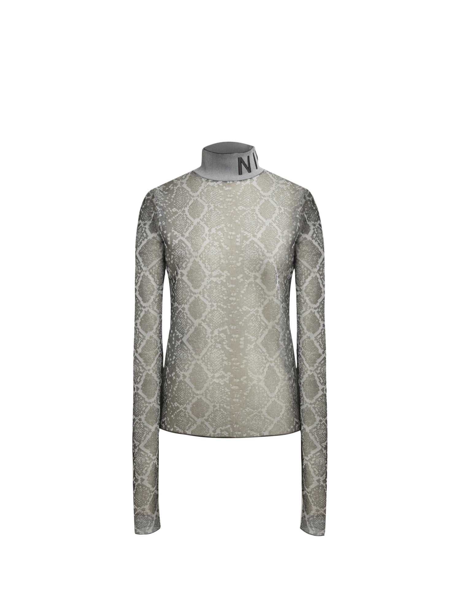 Pullover manches longues en jacquard python - Noir & Gris