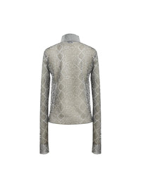 Pullover manches longues en jacquard python - Noir & Gris