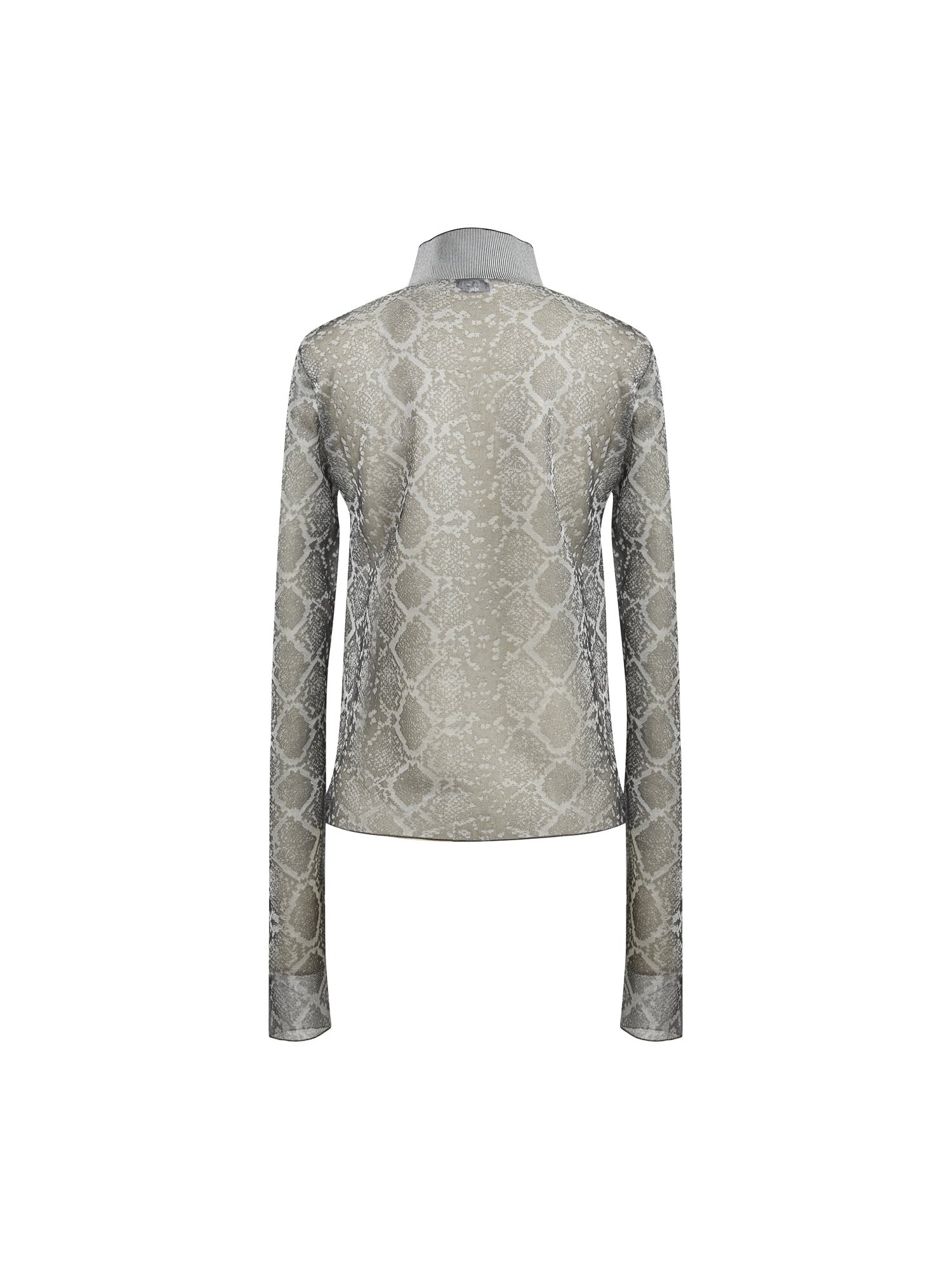 Pullover manches longues en jacquard python - Noir & Gris