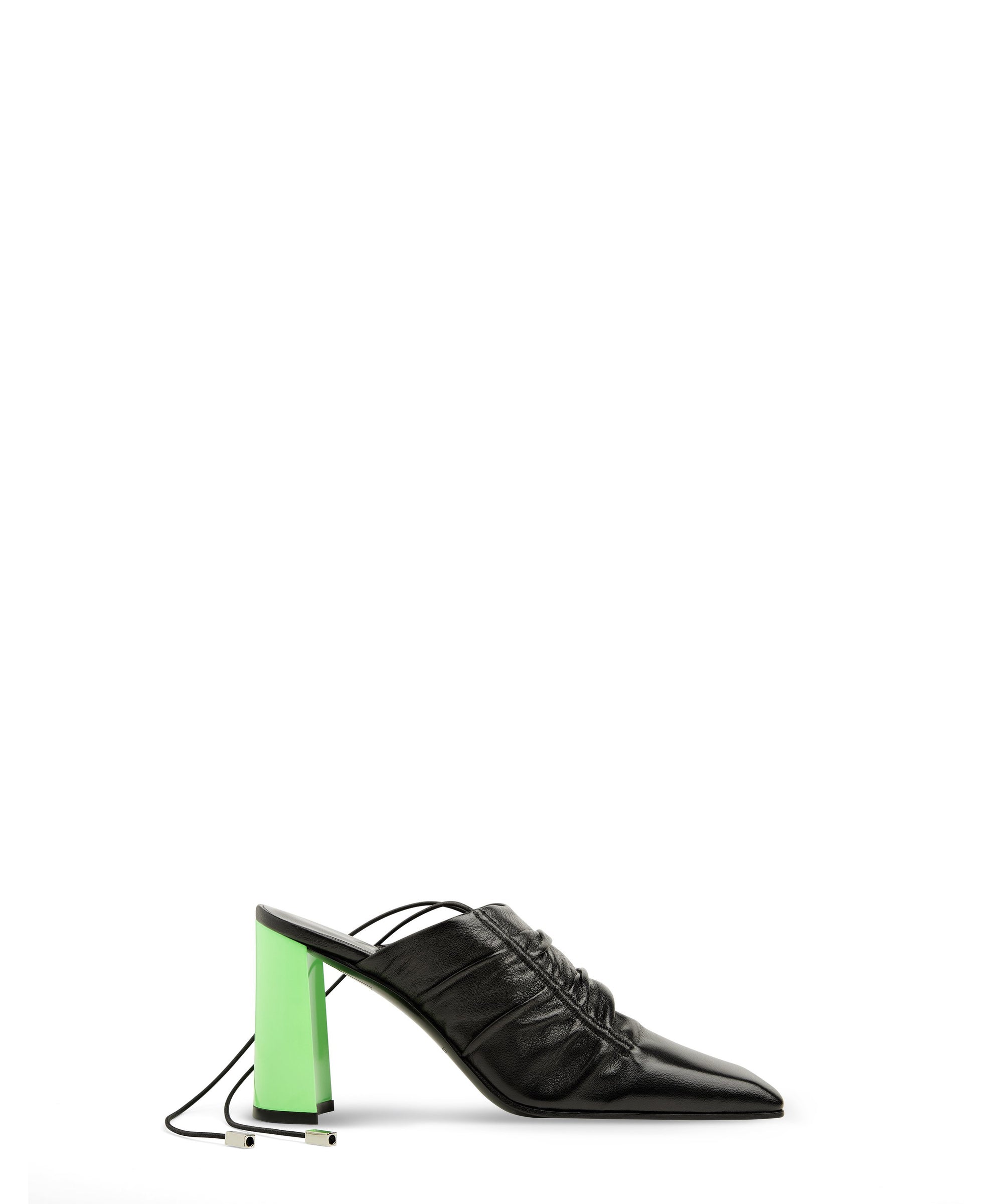 Escarpins lacets en cuir d'agneau - Noir & Vert Neon
