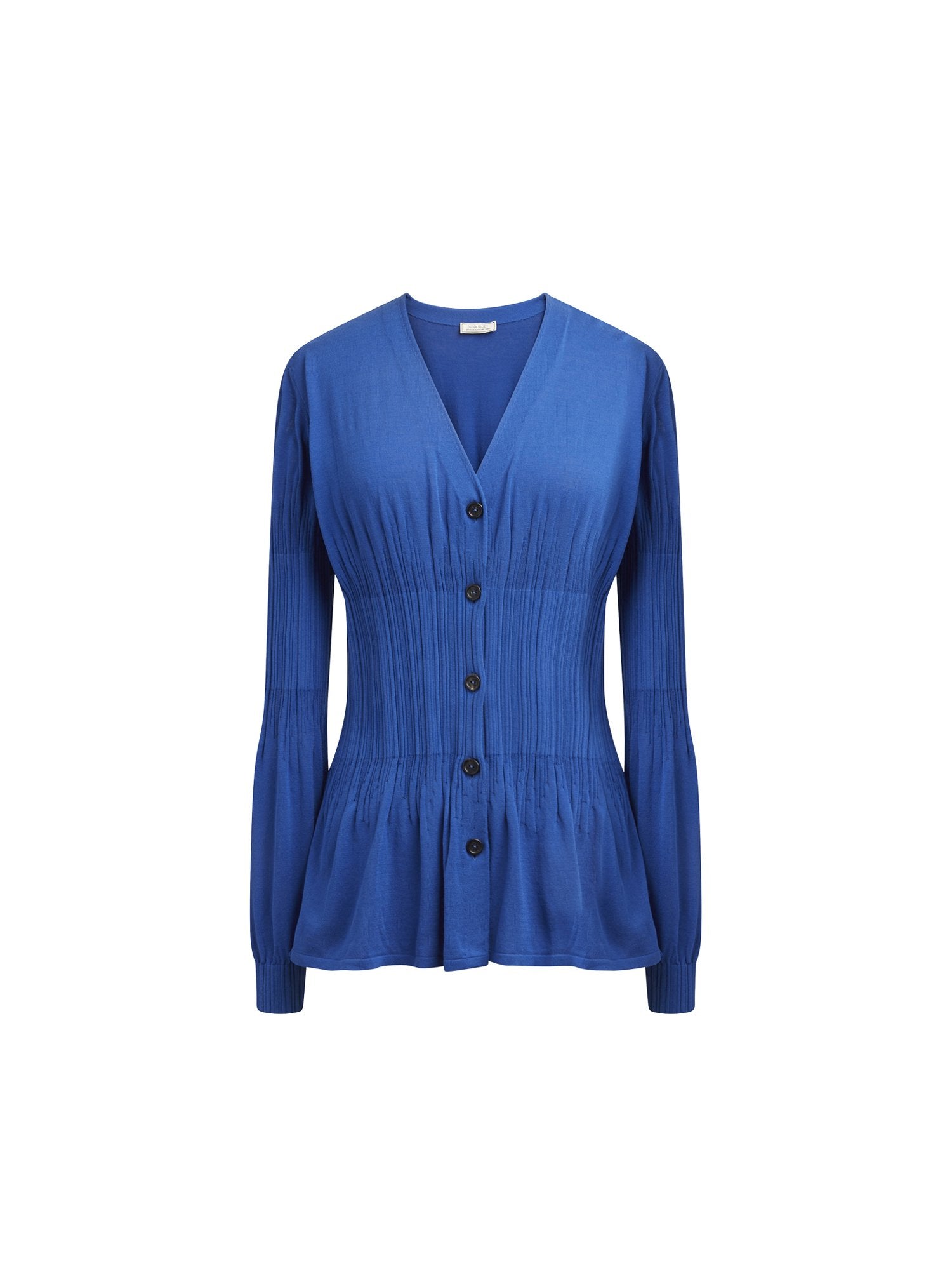 Cardigan manches longues en coton dégradées - Bleu Electrique