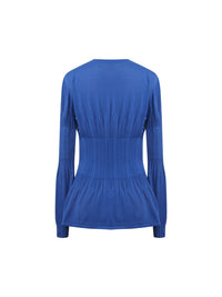 Cardigan manches longues en coton dégradées - Bleu Electrique