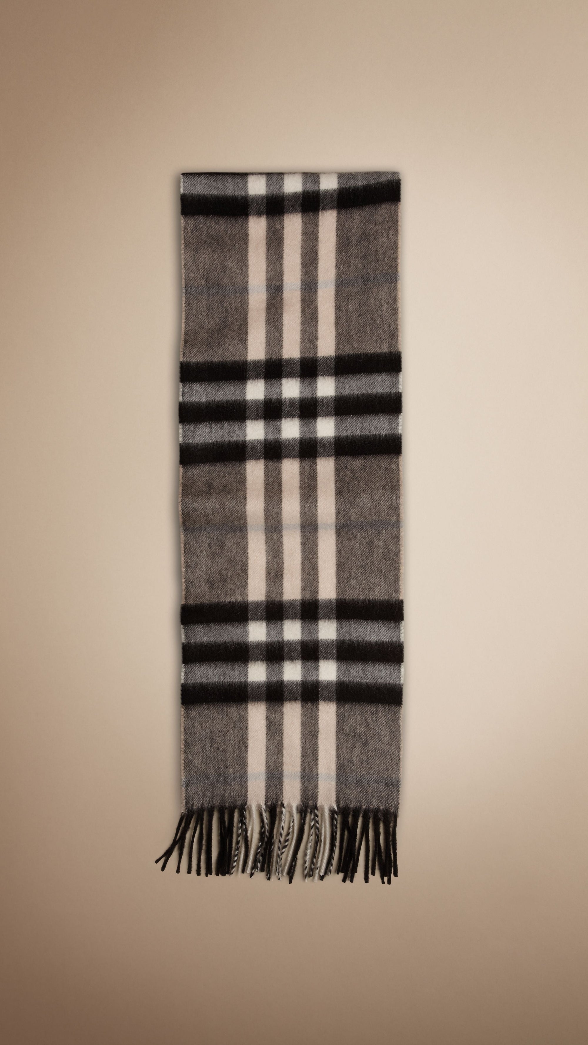 Écharpe en check éclaté en cachemire - Charcoal Check