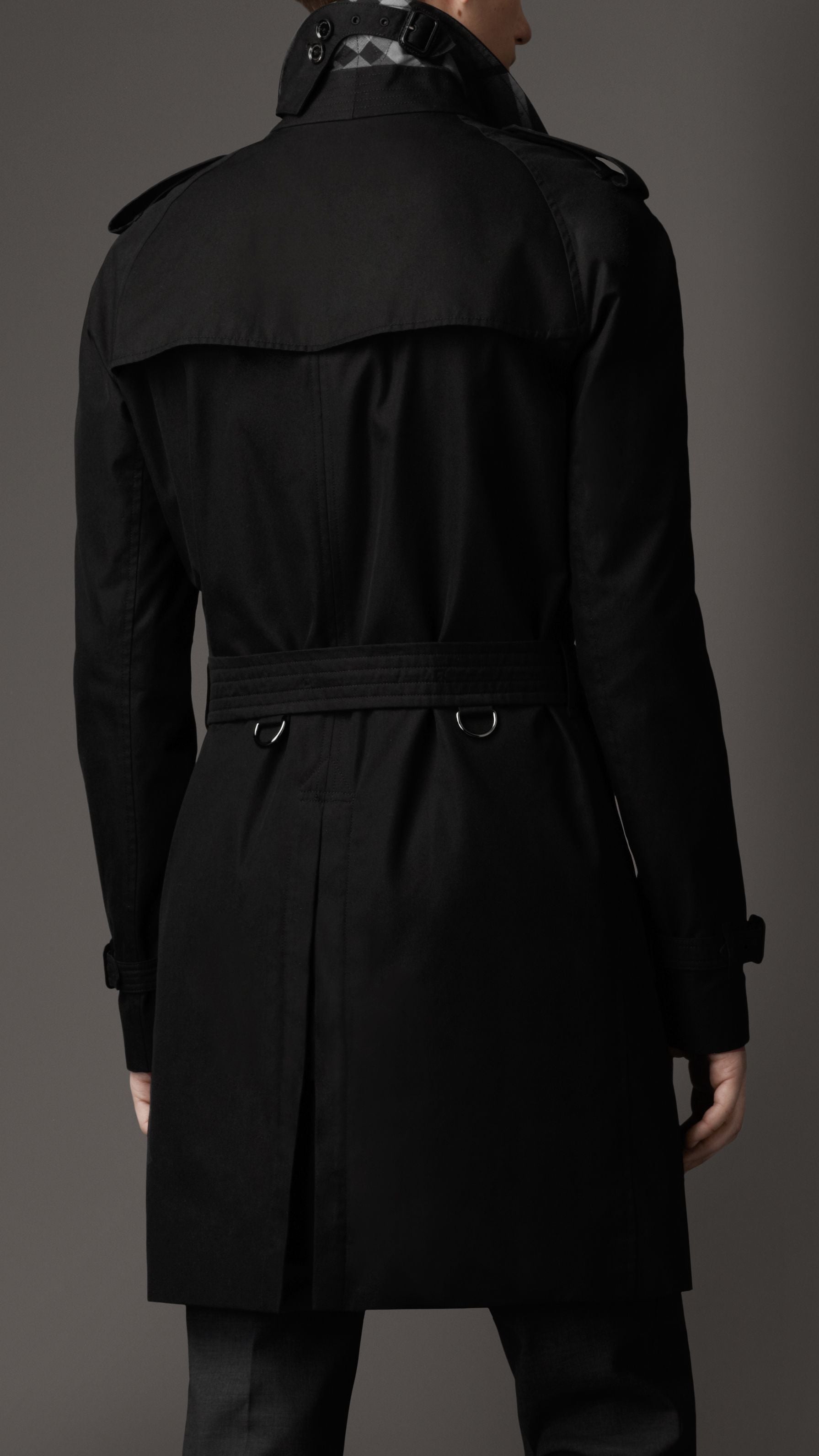 Trench-coat mi-long en gabardine de coton - Black