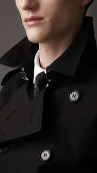 Trench-coat mi-long en gabardine de coton - Black