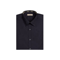 Chemise en coton extensible avec éléments check - Navy