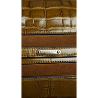 Petit sac à bandoulière en cuir velours et alligator - Bright Caper & Tobacco