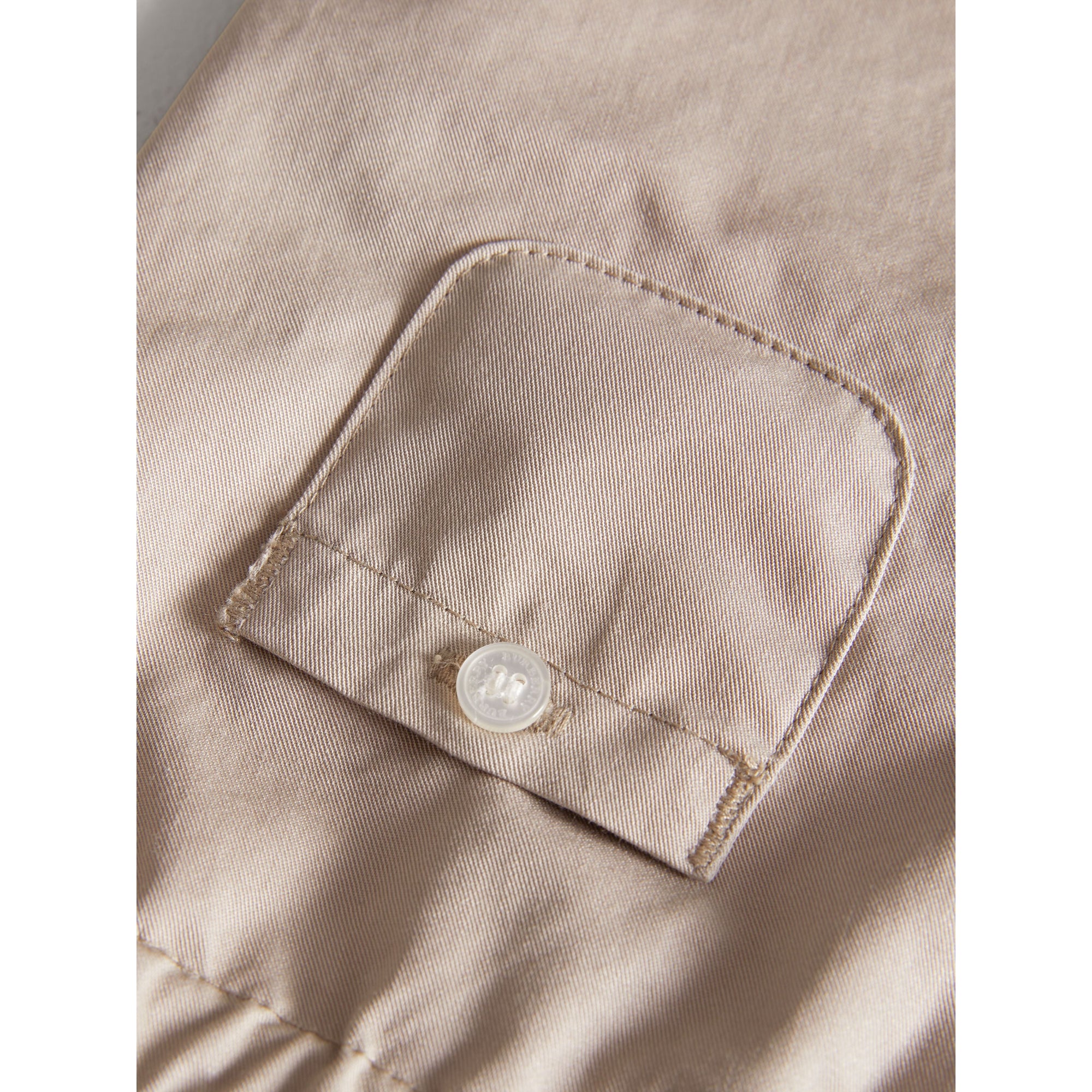 Pantalon en coton avec revers apparents à motif check - Taupe