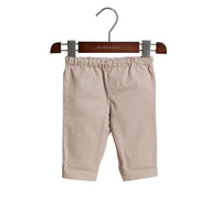 Pantalon en coton avec revers apparents à motif check - Taupe