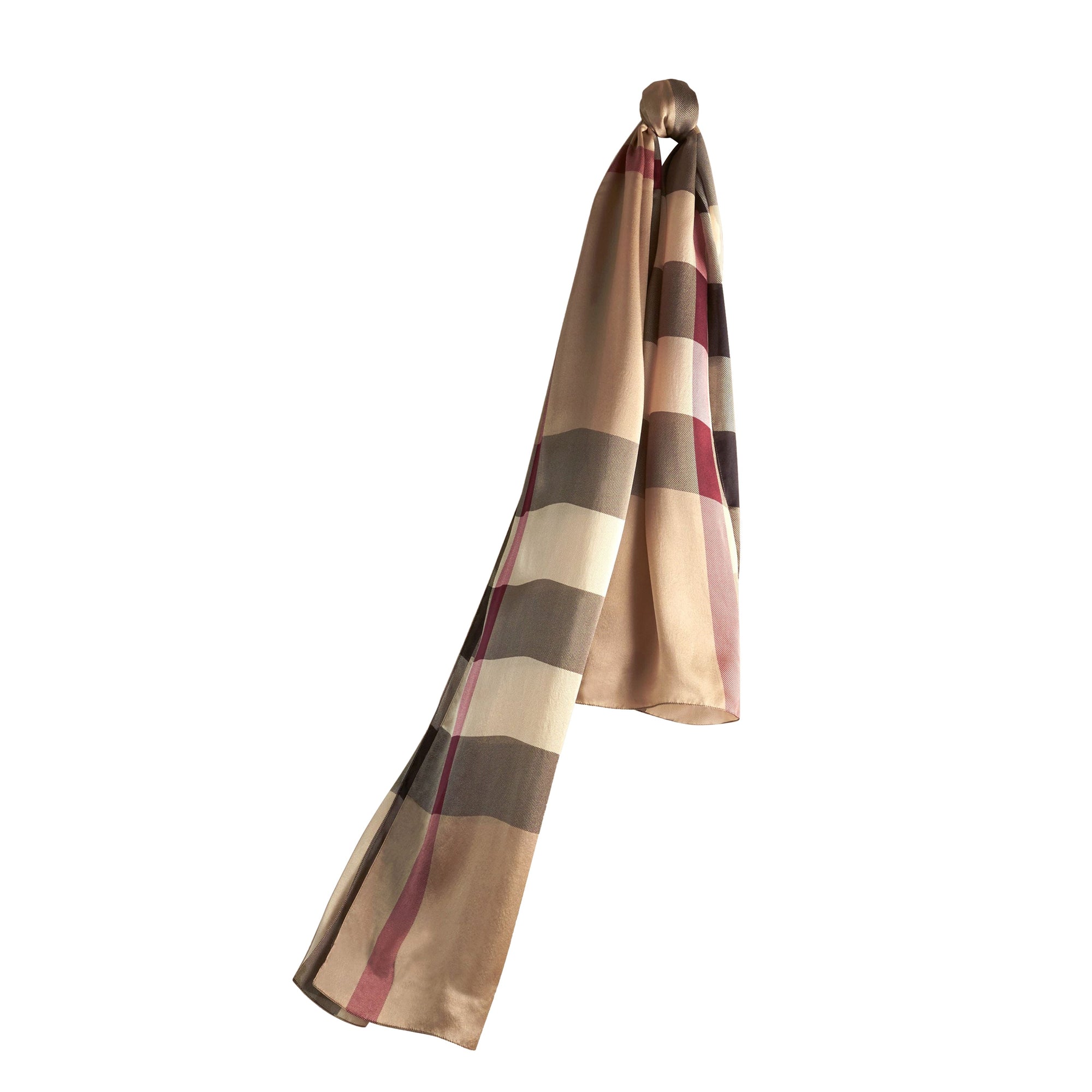 Écharpe en satin de soie à motif check - Smoked Trench Check