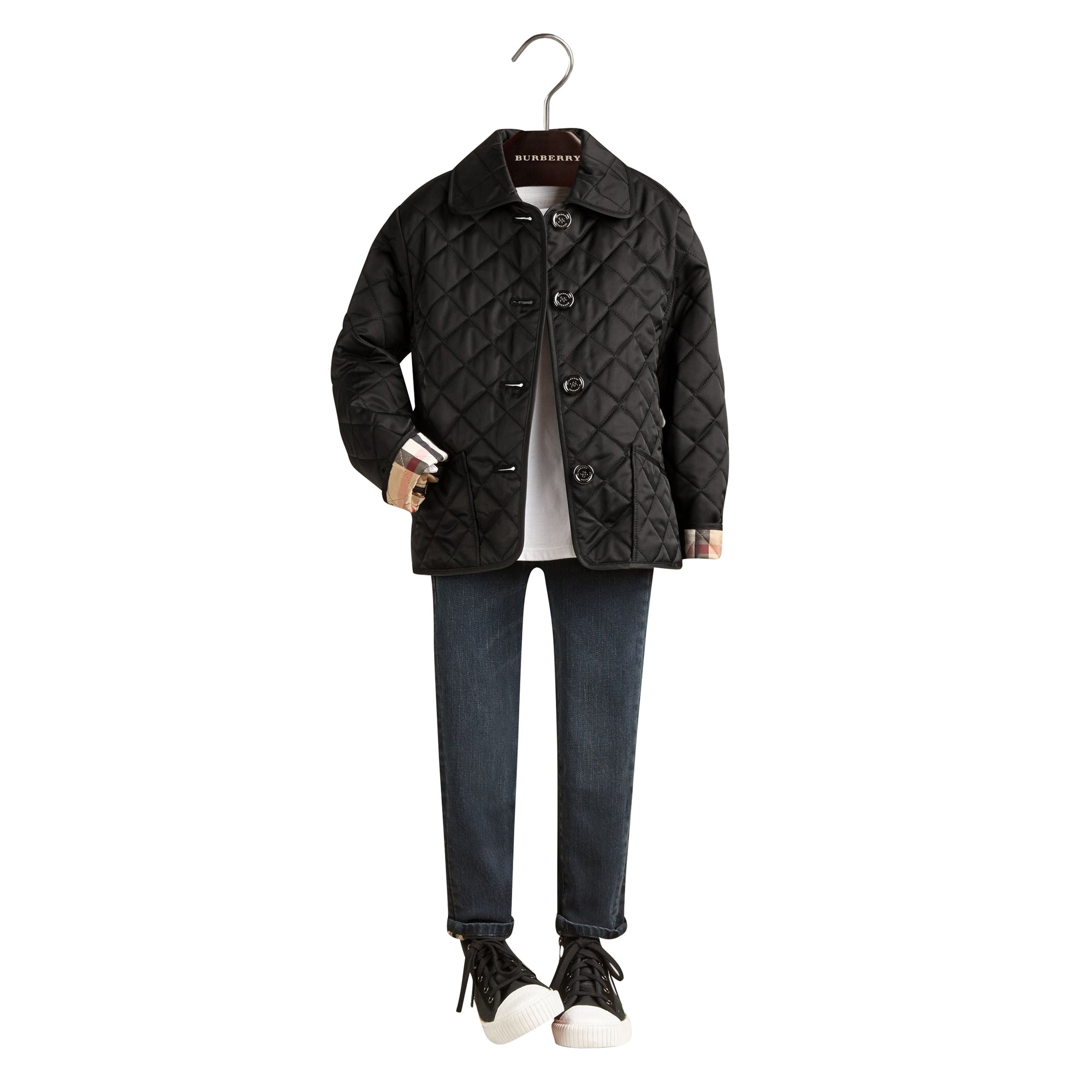 Veste matelassée doublée à motif check - Black
