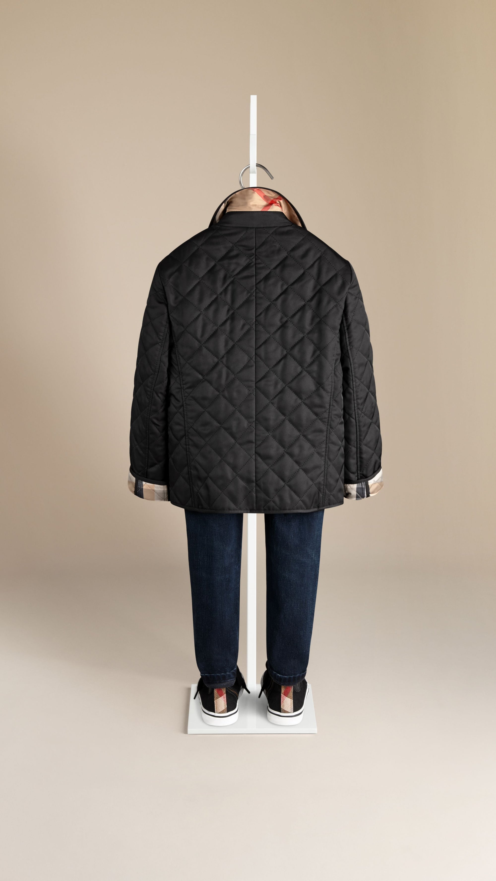 Veste matelassée doublée à motif check - Black