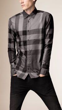Chemise en coton à motif Giant exploded check - Charcoal