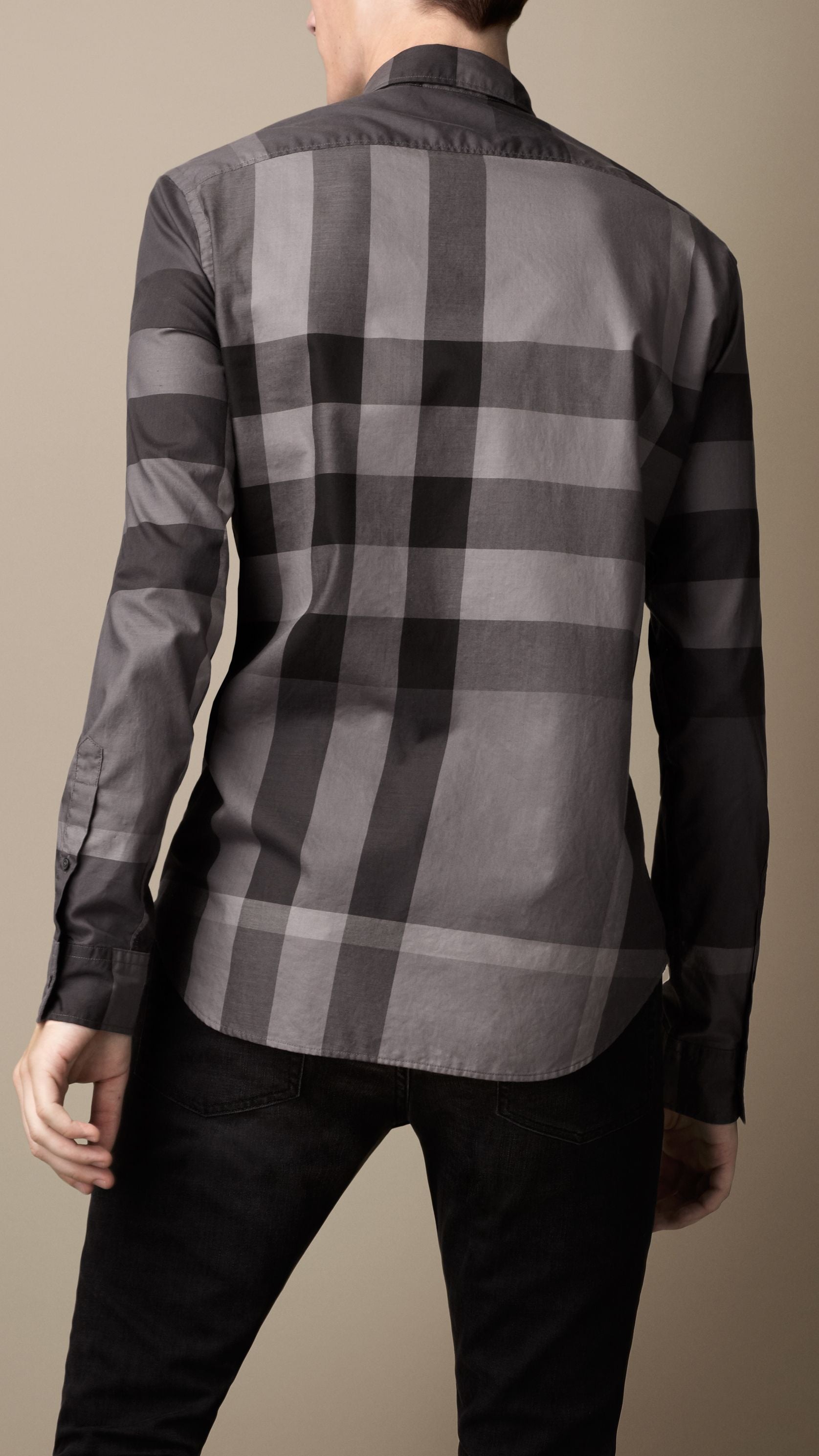 Chemise en coton à motif Giant exploded check - Charcoal