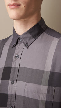 Chemise en coton à motif Giant exploded check - Charcoal