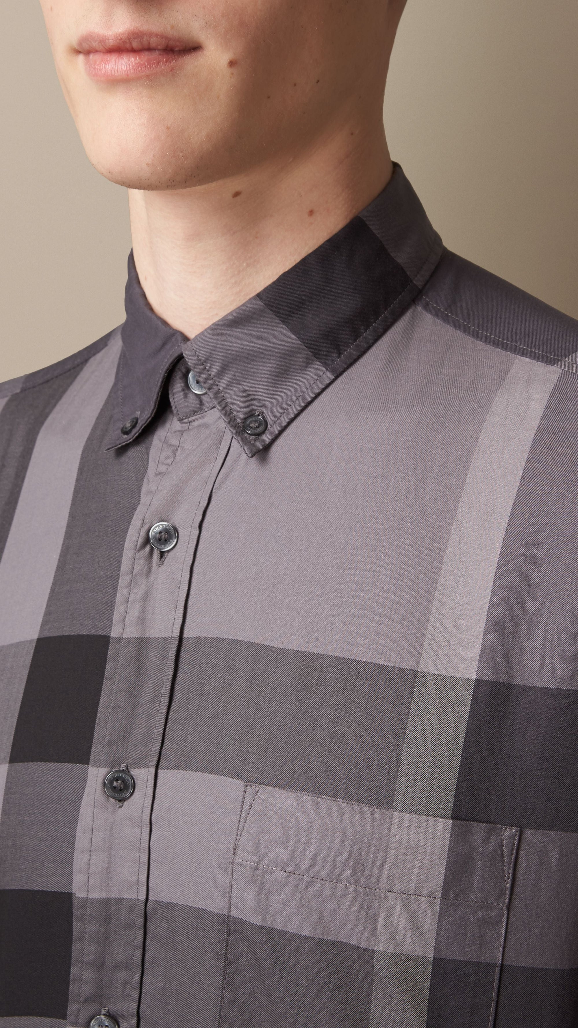 Chemise en coton à motif Giant exploded check - Charcoal