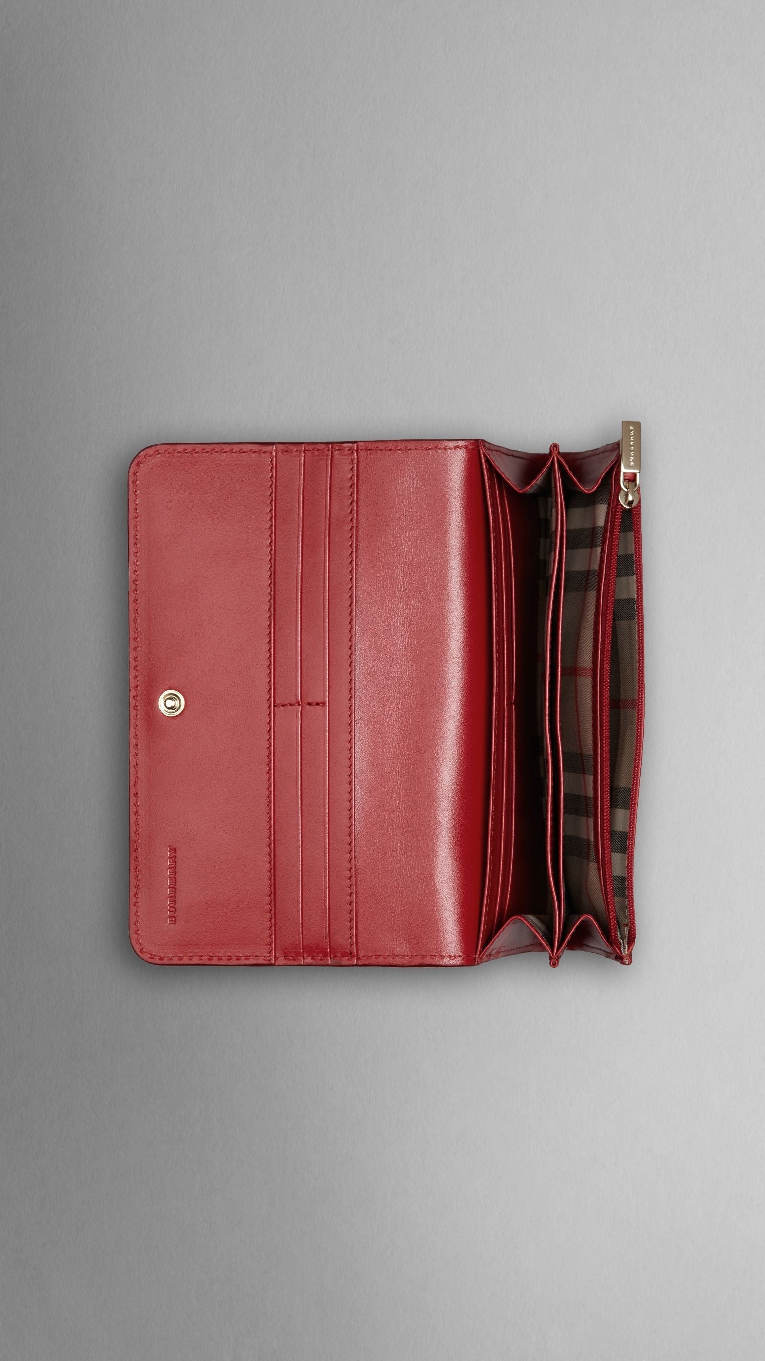 Portefeuille continental en cuir grainé - Military Red
