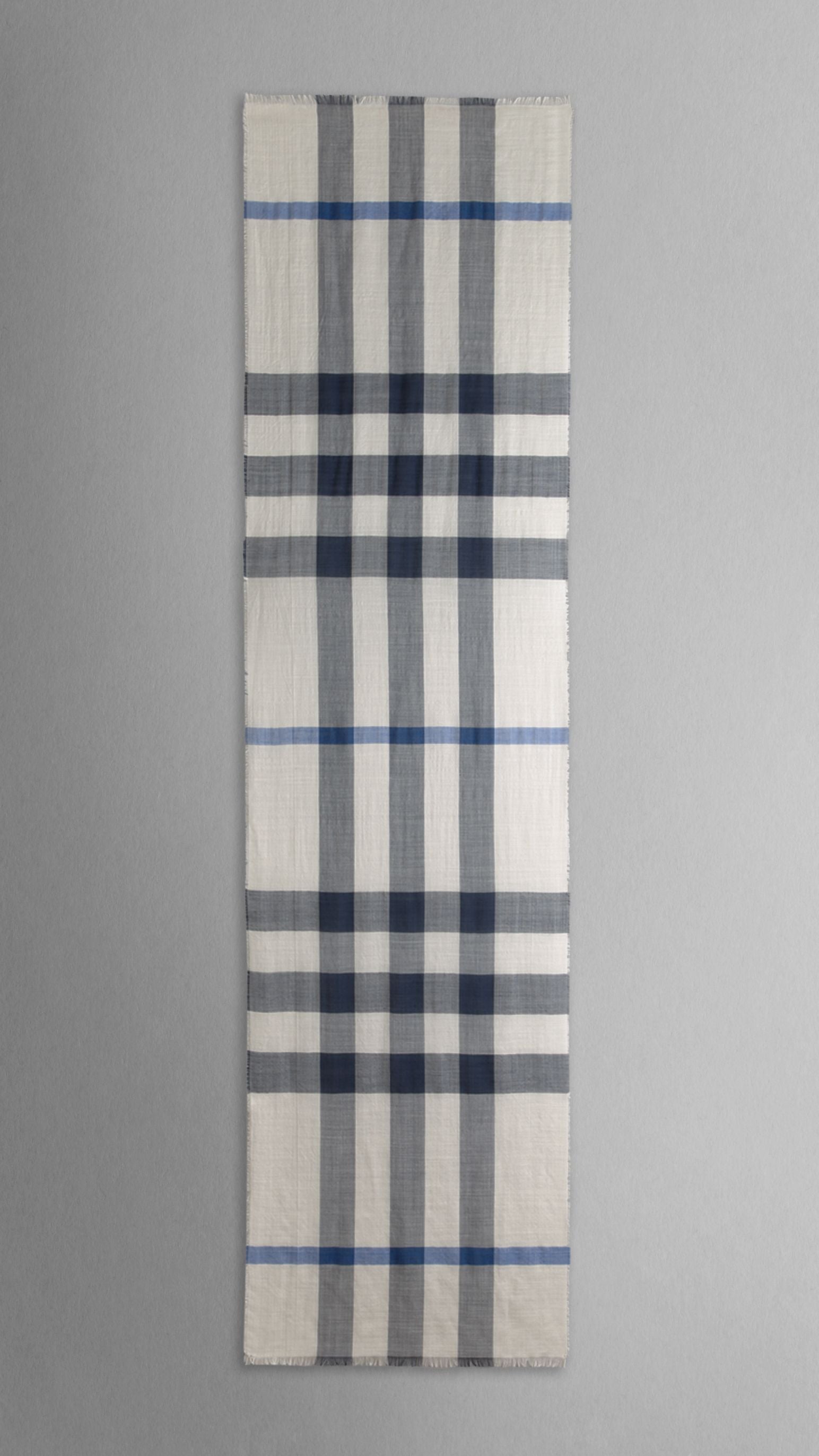 Écharpe en check laine et soie - Chalk White Check
