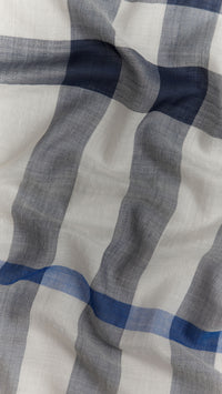 Écharpe en check laine et soie - Chalk White Check