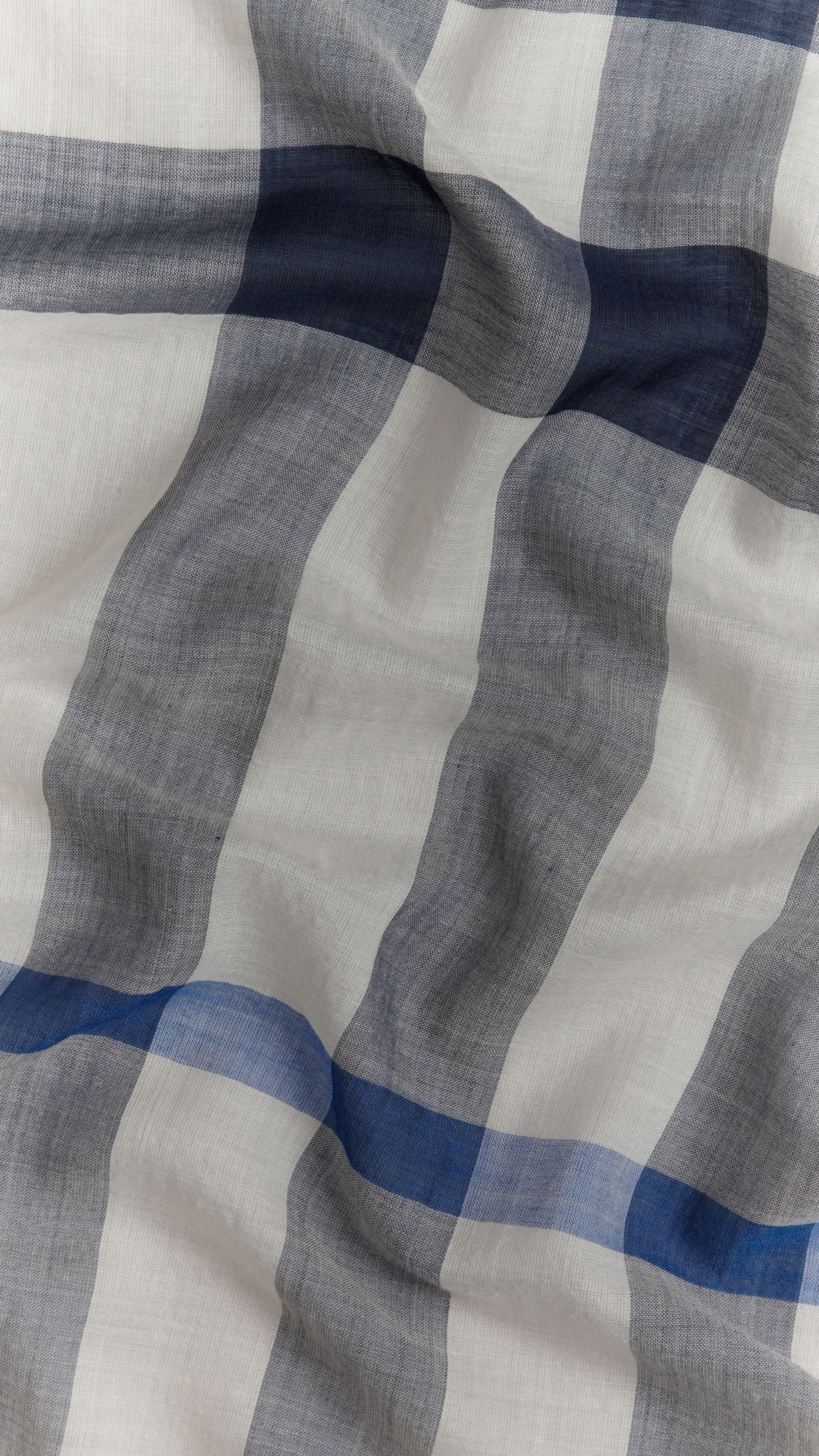 Écharpe en check laine et soie - Chalk White Check