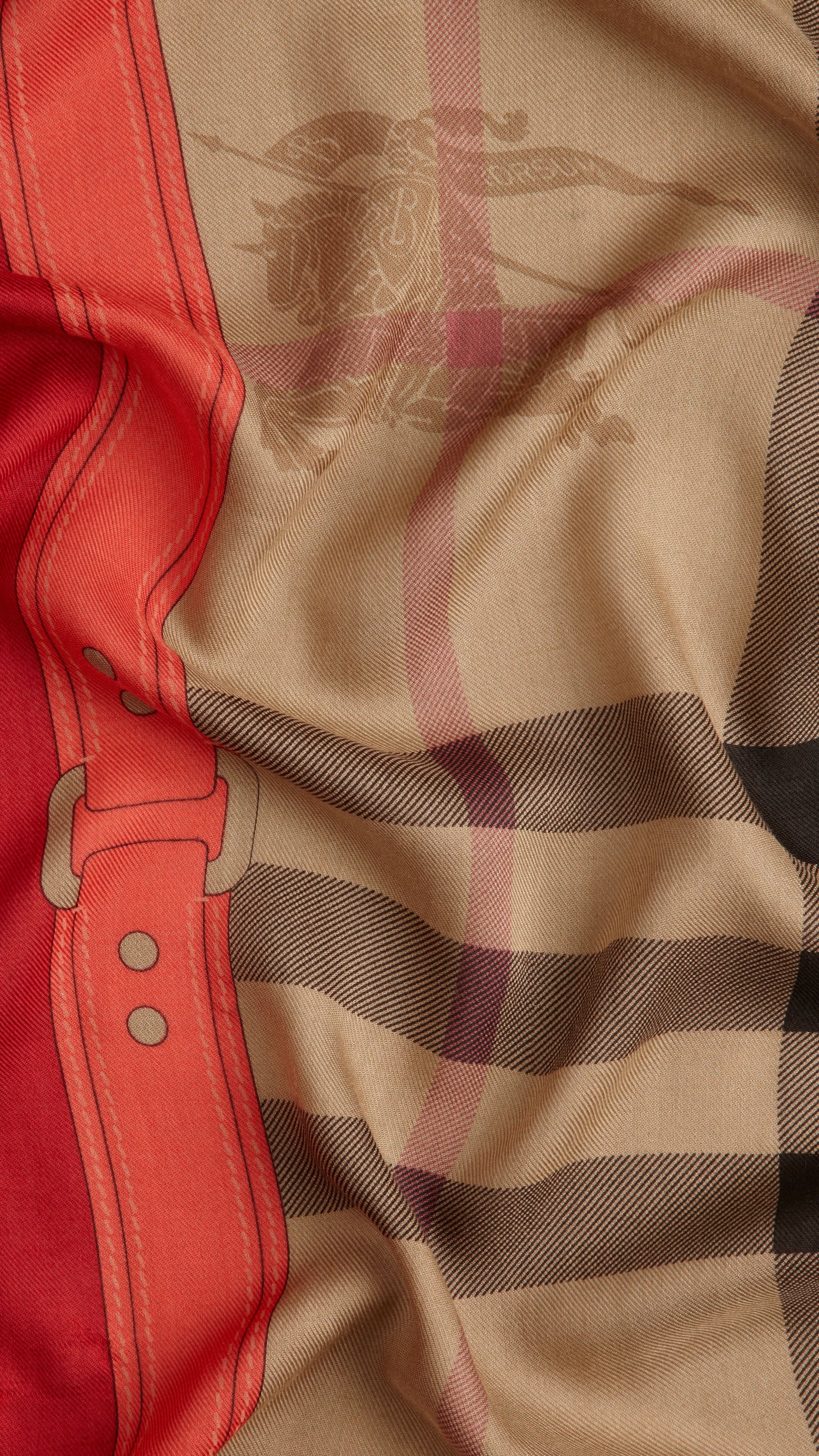 Écharpe en haymarket check avec bordure - Pomegranate Pink