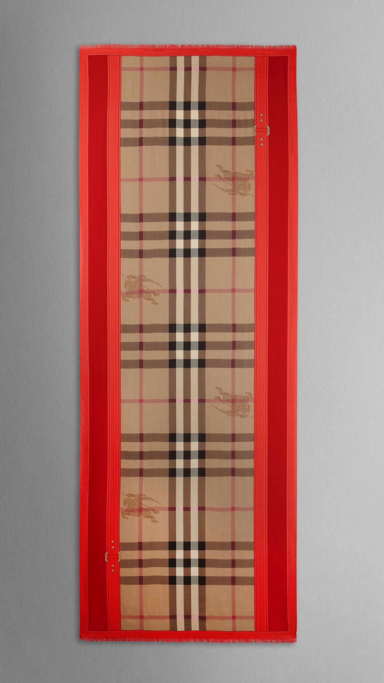 Écharpe en haymarket check avec bordure - Pomegranate Pink