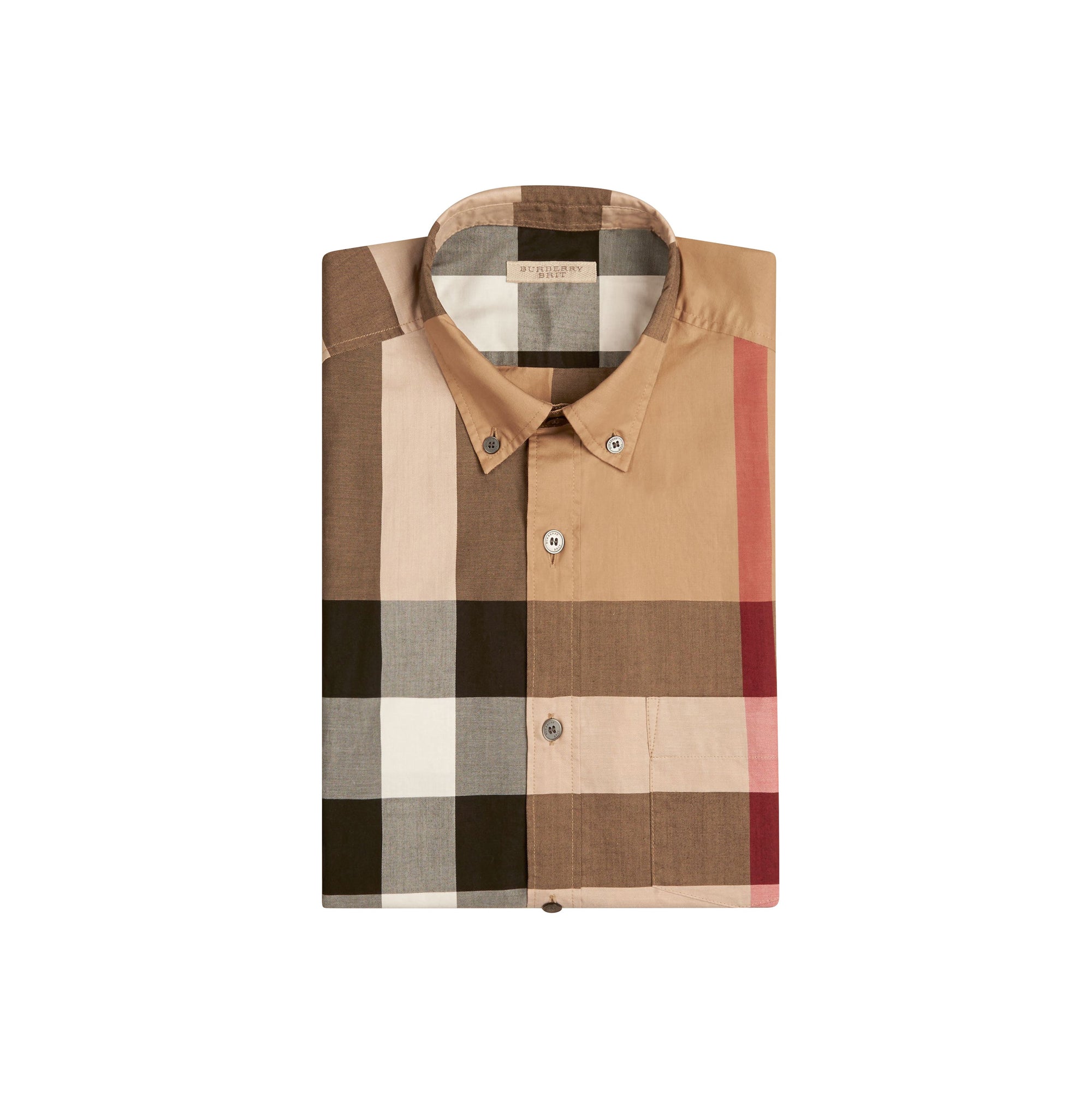 Chemise en coton à motif Giant exploded check - Camel