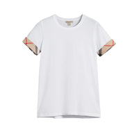 T-shirt en coton extensible avec revers à motif check - White
