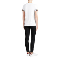T-shirt en coton extensible avec revers à motif check - White