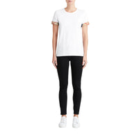 T-shirt en coton extensible avec revers à motif check - White